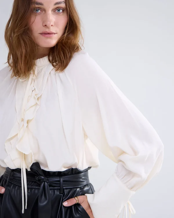 Blouse Met Franjes En Opstaande Kraag>Summum Discount