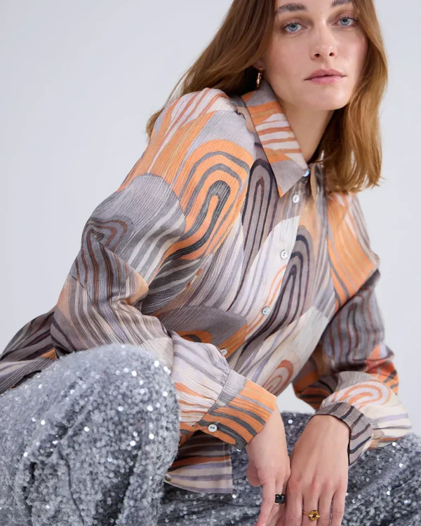 Blouse Met Pofmouwen En Structuur>Summum Discount