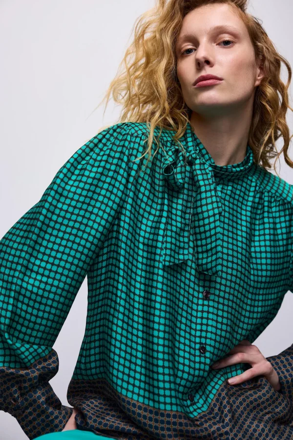 Bow Tie Blouse Print>Summum New