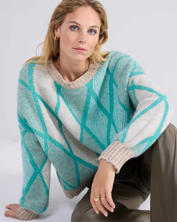 Boxy Argyle Sweater>Summum Discount