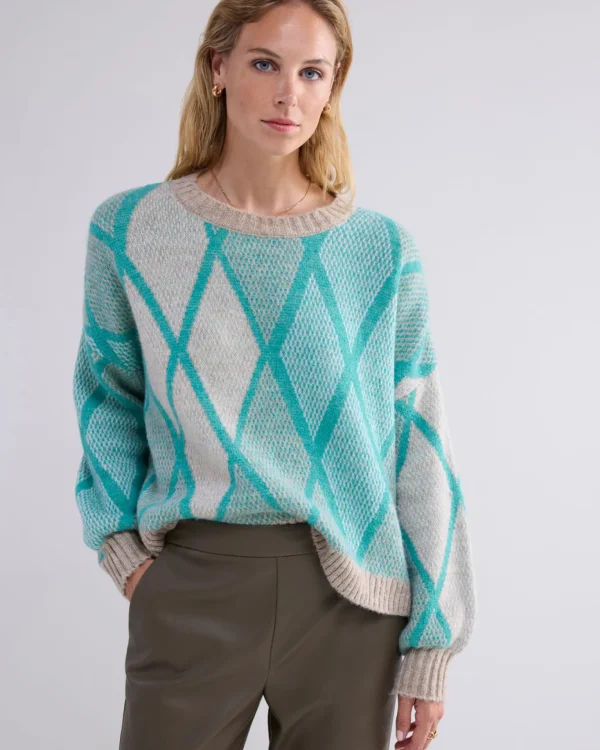 Boxy Argyle Sweater>Summum Discount
