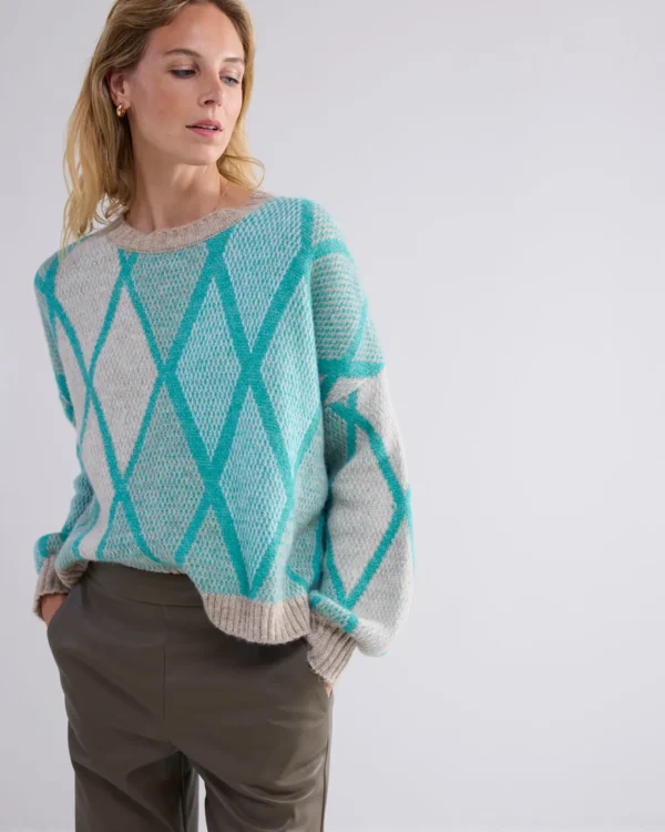 Boxy Argyle Sweater>Summum Discount