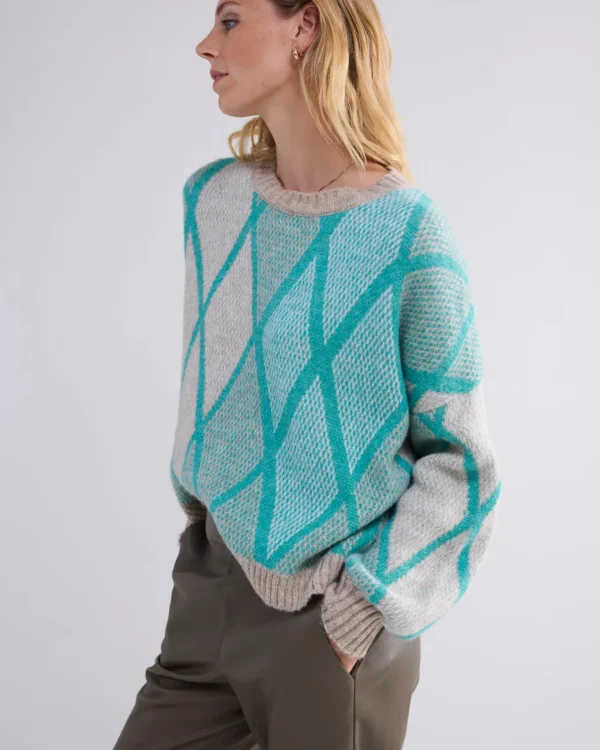 Boxy Argyle Sweater>Summum Discount