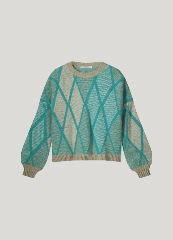 Boxy Argyle Sweater>Summum Discount