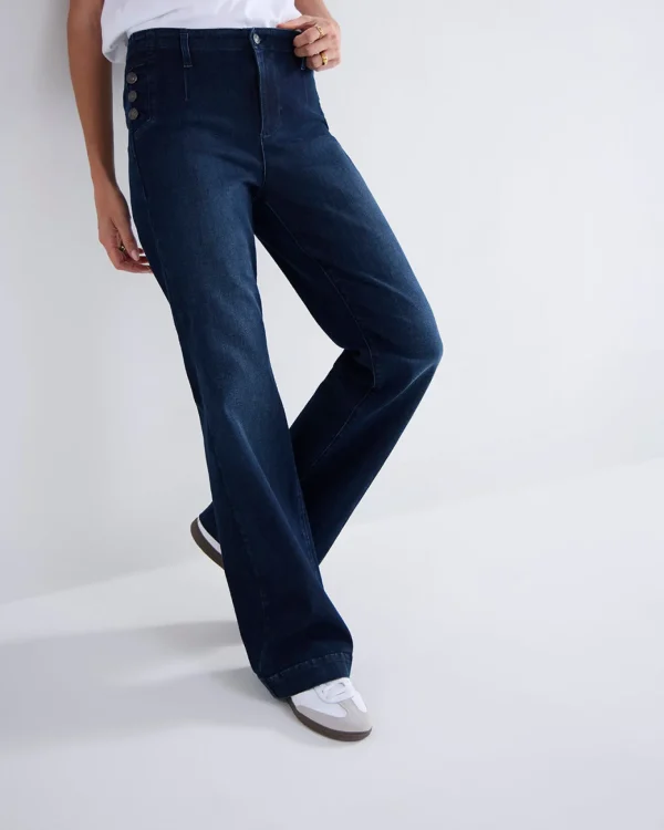 Flared Jeans Met Knoopdetails>Summum Hot
