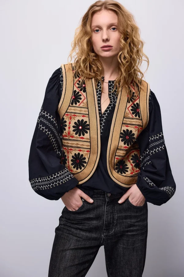 Geborduurd Velours Gilet>Summum Sale