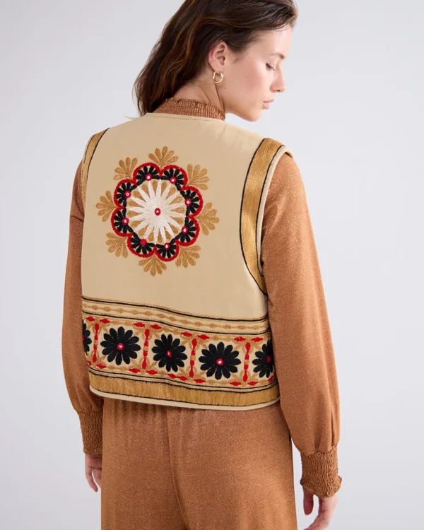 Geborduurd Velours Gilet>Summum Sale