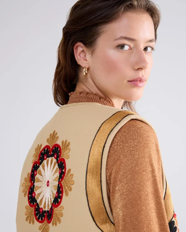 Geborduurd Velours Gilet>Summum Sale