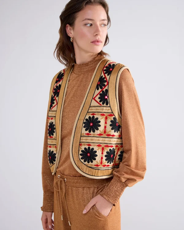 Geborduurd Velours Gilet>Summum Sale