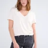 Glanzende Basic V-hals Top>Summum Store