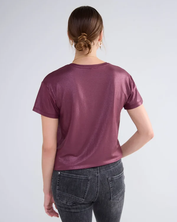 Glanzende Basic V-hals Top>Summum Sale
