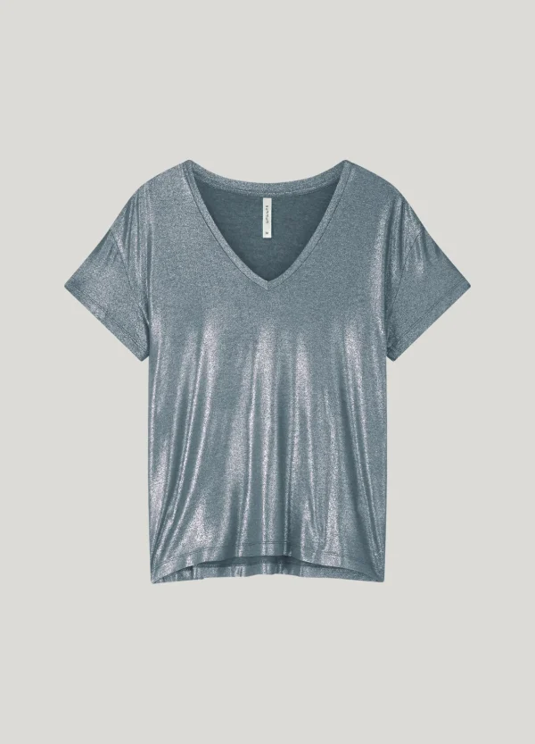 Glanzende Basic V-hals Top>Summum Outlet