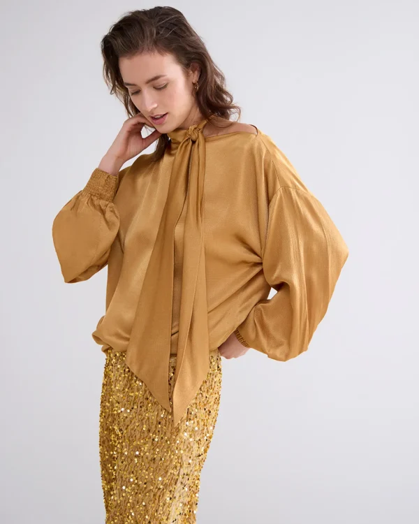 Glanzende Top Met Strik>Summum Clearance
