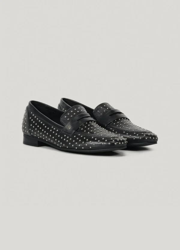 Leren Loafers Gouden Studs>Summum Sale