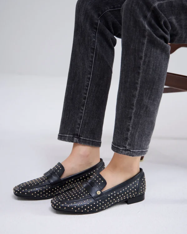 Leren Loafers Gouden Studs>Summum Sale