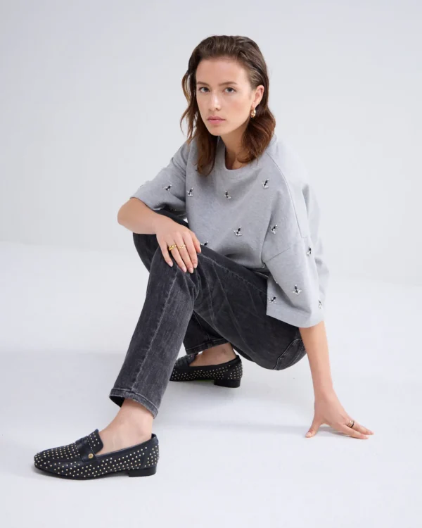Leren Loafers Gouden Studs>Summum Sale