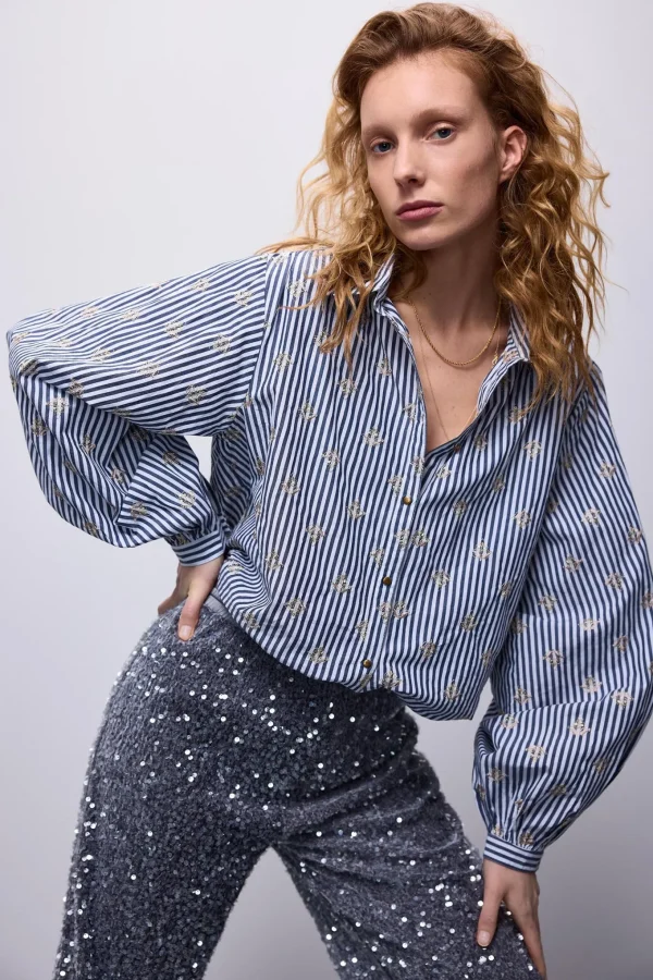 Metallic Bloemen Blouse>Summum Hot