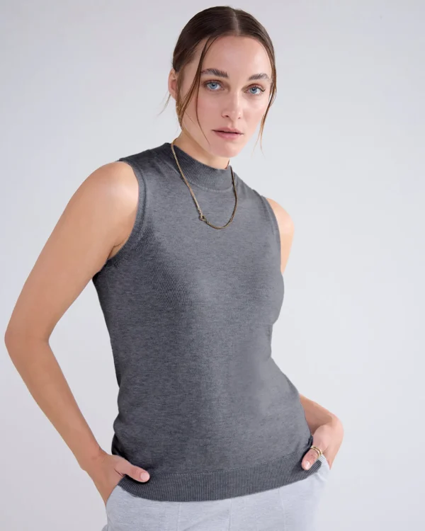 Mouwloze Top Rib-boordje>Summum Online