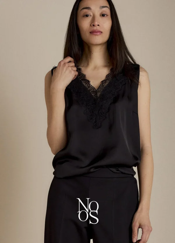 Satijnen Top Met Kant>Summum Flash Sale