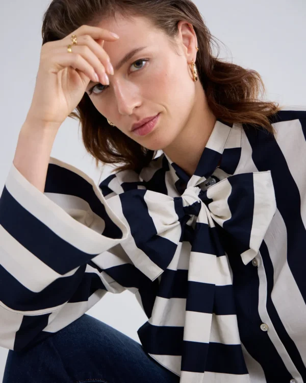Streepjesblouse Met Strik>Summum Sale