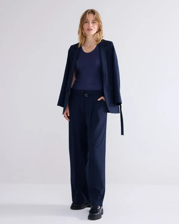 Wijde Broek Met Plooien En Riem>Summum Cheap