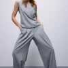 Wijde Broek Met Plooien En Riem>Summum Clearance