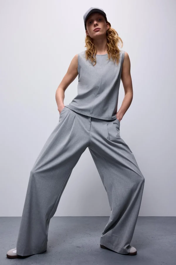 Wijde Broek Met Plooien En Riem>Summum Clearance